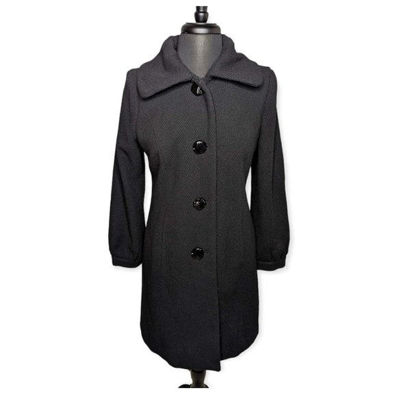George Jackets & Blazers - George Black Button Down Wool Blend Coat Size Medium